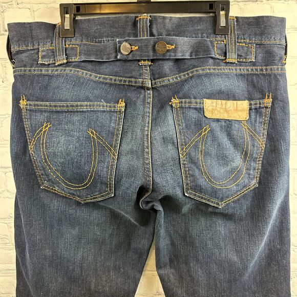 VTG Y2K True Religion Button Fly‎ Bootcut Woman’s Denim Jeans Leather Patch 36 - Picture 5 of 14